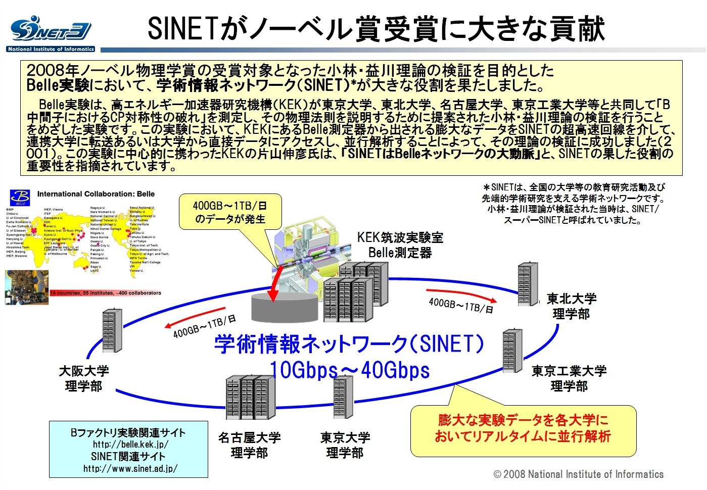 SINETがノーベル賞受賞に大きな貢献